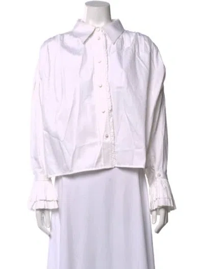 Pre-owned Khaite Long Sleeve Blouse In White