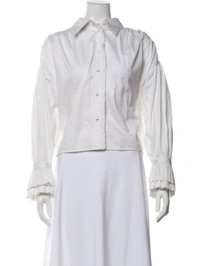 Pre-owned Khaite Long Sleeve Blouse In White