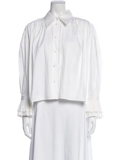 Pre-owned Khaite Long Sleeve Blouse In White