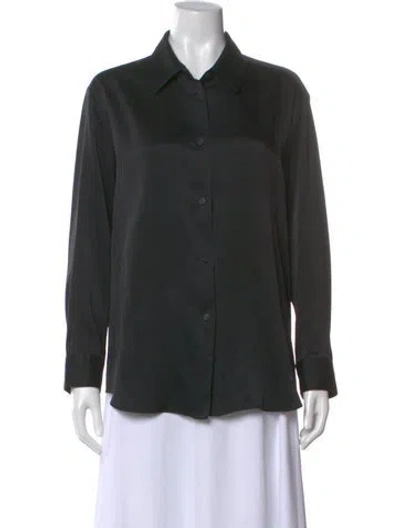 Pre-owned Khaite Long Sleeve Button-up Top In Black