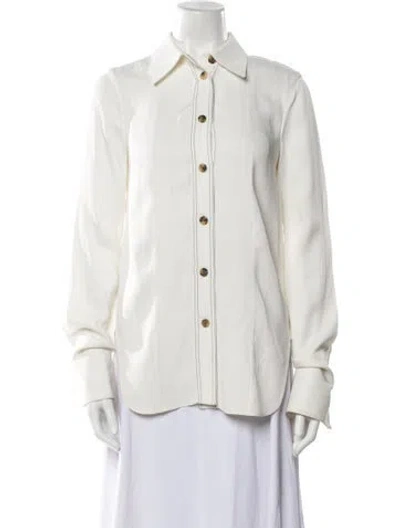 Pre-owned Khaite Long Sleeve Button-up Top In Blue