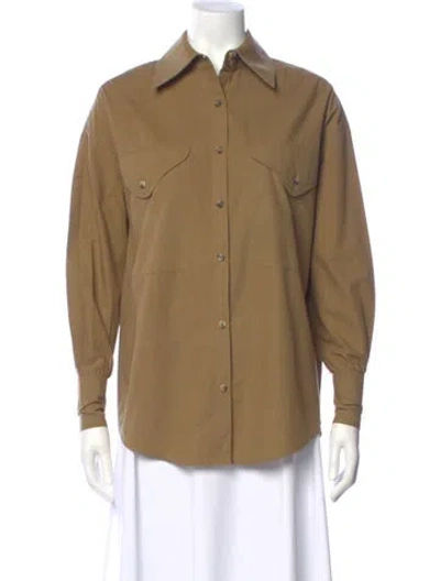 Pre-owned Khaite Long Sleeve Button-up Top In Neutral