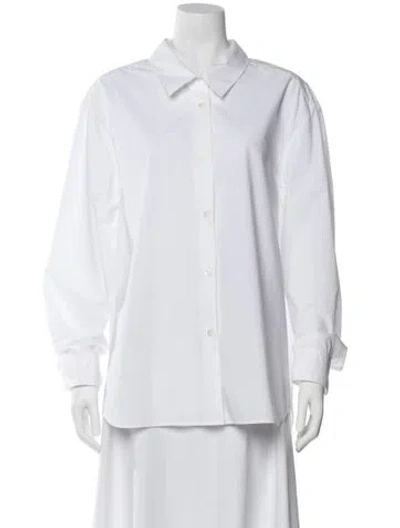 Pre-owned Khaite Long Sleeve Button-up Top In White