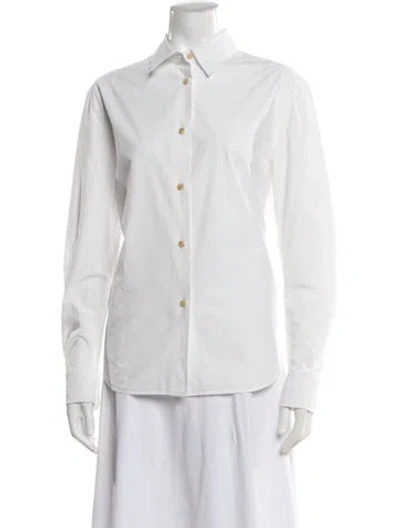 Pre-owned Khaite Long Sleeve Button-up Top In White