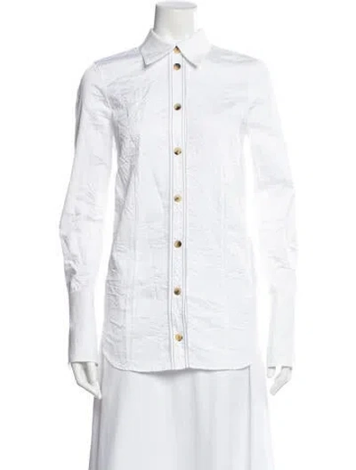 Pre-owned Khaite Long Sleeve Button-up Top In White