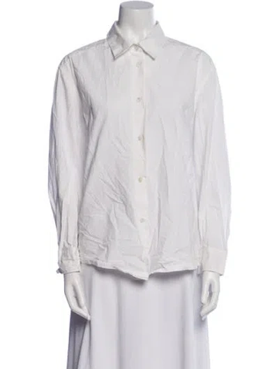 Pre-owned Khaite Long Sleeve Button-up Top In White