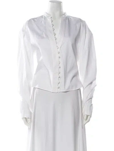 Pre-owned Khaite Long Sleeve Button-up Top In White