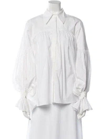 Pre-owned Khaite Long Sleeve Button-up Top In White