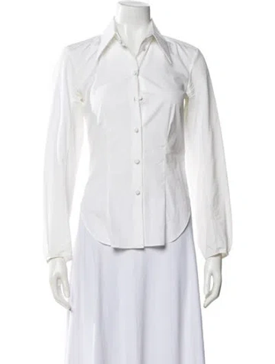 Pre-owned Khaite Long Sleeve Button-up Top In White