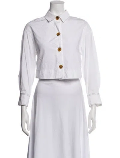 Pre-owned Khaite Long Sleeve Button-up Top In White