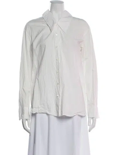 Pre-owned Khaite Long Sleeve Button-up Top In White