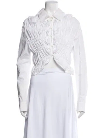 Pre-owned Khaite Long Sleeve Button-up Top In White