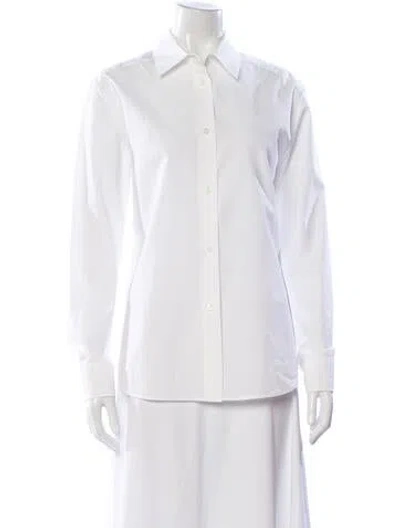 Pre-owned Khaite Long Sleeve Button-up Top In White