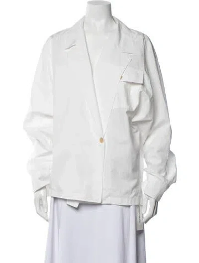 Pre-owned Khaite Long Sleeve Button-up Top In White