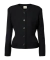 Khaite Nara Collarless Single-breasted Wool Jacket In Black