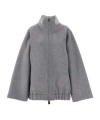 Khaite Garret High-neck Zip-front Jacket In Gray