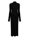Khaite Long-sleeve Mock-neck Maxi Dress In Black