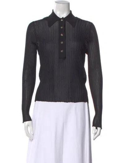 Pre-owned Khaite Long Sleeve Polo In Gray