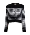 Khaite Jules Striped Silk And Cashmere Cardigan In Black