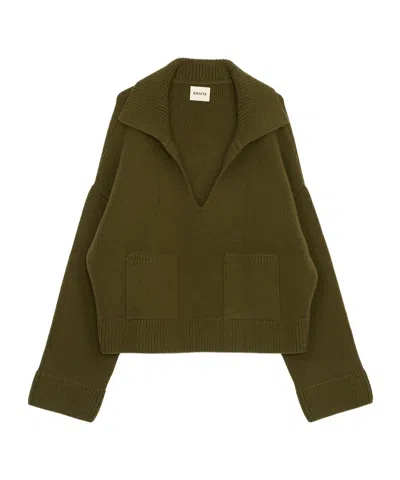 Khaite Long Sleeve Sweater In Green