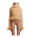 Khaite Long-sleeve Tulle Blouse In Nude