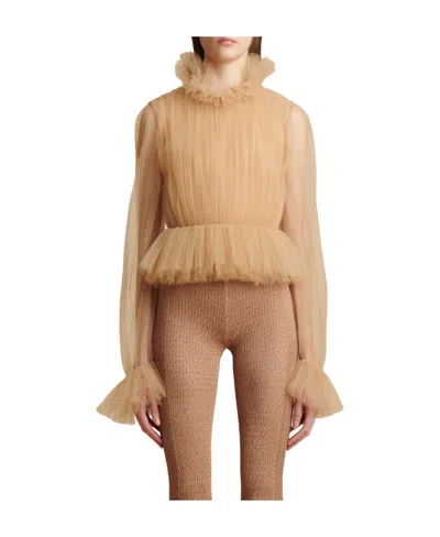 KHAITE KHAITE TULLE PEPLUM TOP