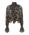 Khaite Durer Floral Silk Balloon-sleeve Peasant Top In Multi