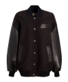 Khaite Spencer Wool-blend Felt And Leather Bomber Jacket In Black