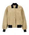 Khaite Spence Suede Bomber Jacket In Nude