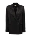 Khaite Willow Double-breasted Mikado Blazer In Black