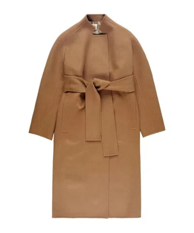 Khaite Long-sleeved Coat In Brown