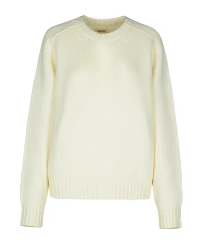 Khaite Long-sleeved Crewneck Jumper In White