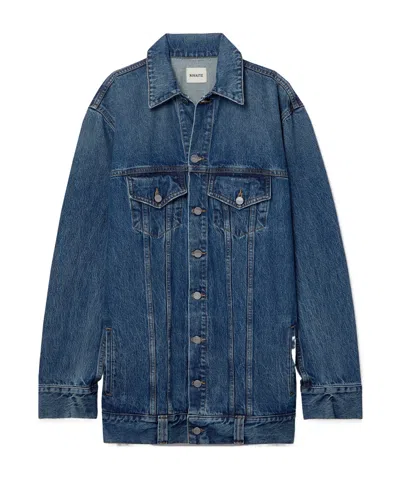 Khaite Long-sleeved Denim Coat In Blue
