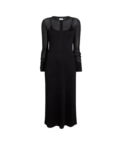Khaite Long-sleeved Dress In Black
