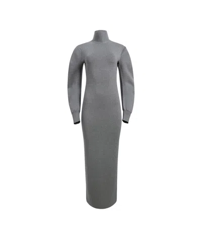Khaite Storm Turtleneck Merino-blend Maxi Dress In Grey