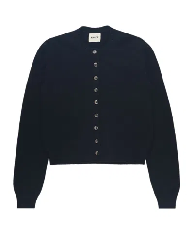 Khaite Long-sleeved Knitted Cardigan In Black