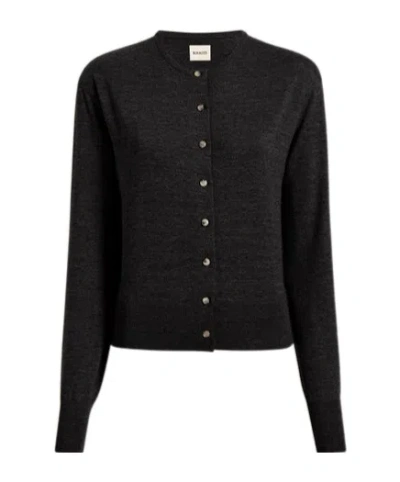 Khaite Long-sleeved Knitted Cardigan In Black