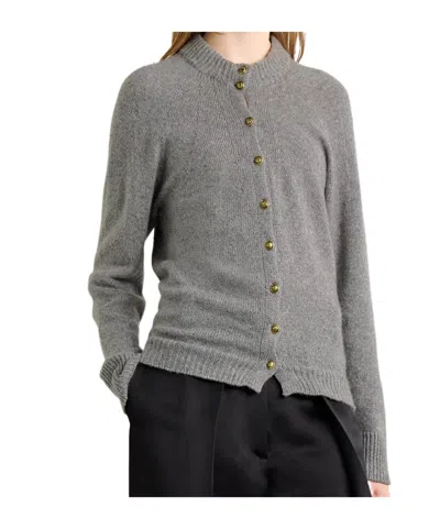 Khaite Long-sleeved Knitted Cardigan In Gray