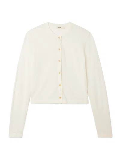 Khaite Long-sleeved Knitted Shirt In White