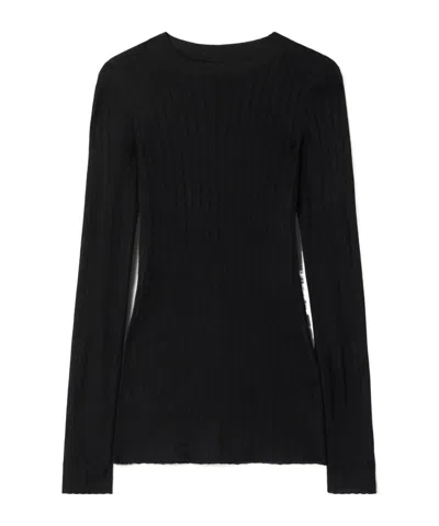 Khaite Elm Ribbed Silk And Wool-blend Top In Black