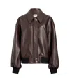 Khaite Shelman Leather Bomber Jacket In Black