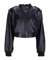 Khaite Kember Cropped Leather Bomber Jacket In Black