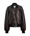 Khaite Spence Leather Bomber Jacket In Black