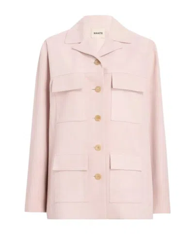 Khaite Long-sleeved Leather Jacket In Pink