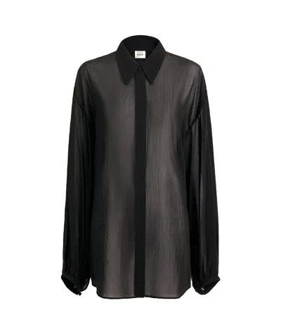 Khaite Long-sleeved Sheer Top In Black