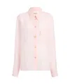 Khaite Yatty Button Down Semi-sheer Blouse In Pink