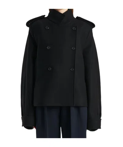 Khaite Long-sleeved Stand-up Collar Jacket In Black