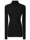Khaite Long-sleeved Top With Half Collar And Form-fitting Silhouette In Black