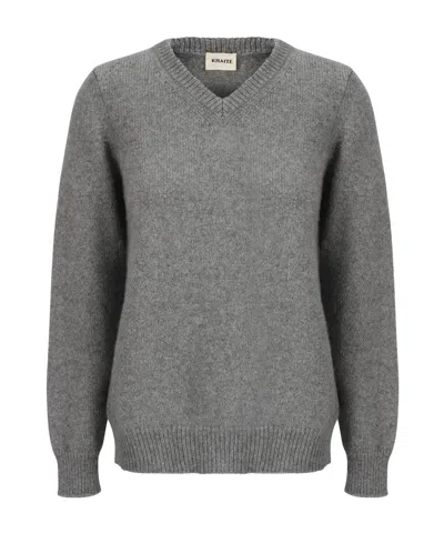 Khaite Elegant Wool Knit Top In Grey