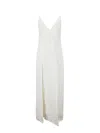 Khaite Nonya Plunged Satin Crepe Maxi Dress In White